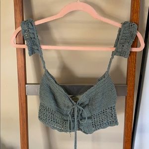 Andi Bagus Sea Foam Crochet Crop Top